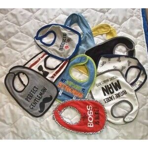 Baby Bibs Lot of 10 Assorted Colors 3‎ Solids and 7 with Cute Sayings